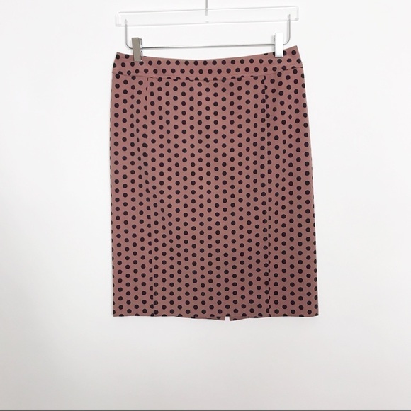 Loft tan skirt with black polka dots stretch size6 - Picture 2 of 8